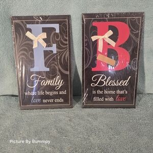 2 New In Plaatic Inspirational Family and Blessed Wall Art Set